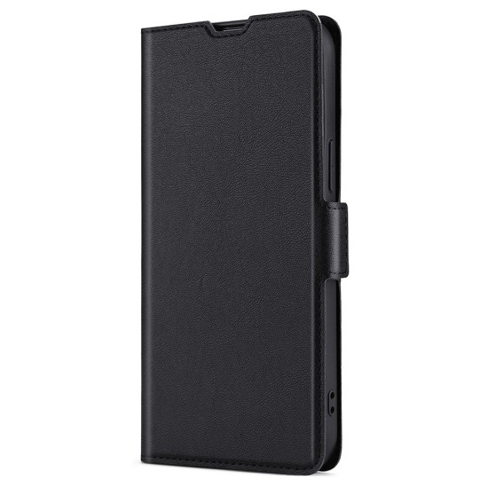 Ultra-thin PU Leather Magnetic Closure Phone Case priekš Huawei Nova 9 SE - Melns - sāniski atverams maciņš ar magnētu un stendu / grāmatveida maks