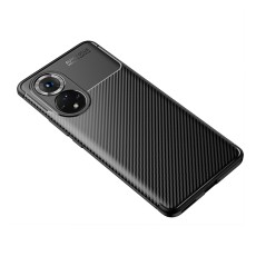 Beetle Series Carbon Fiber TPU Protection Phone Cover priekš Huawei Nova 9 / Honor 50 - Melns - triecienizturīgs silikona aizmugures apvalks / bampers-vāciņš