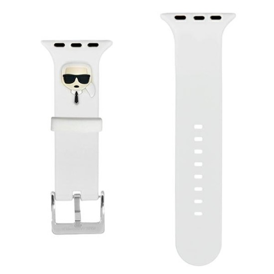 Karl Lagerfeld Silicone Karl Heads Series Watch Band KLAWMSLKW priekš Apple Watch 38 / 40 / 41 mm - Balts - silikona siksniņa viedpulksteņiem