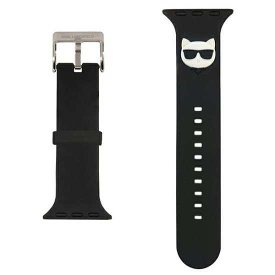 Karl Lagerfeld Silicone Choupette Heads Series Watch Band KLAWLSLCK для Apple Watch 42 / 44 / 45 mm / Ultra 49 mm - Чёрный - силиконовый ремешок для умных часов