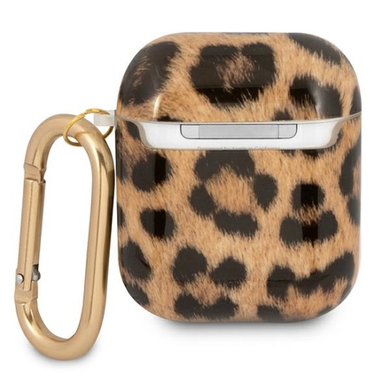 Guess GUA2USLEO Leopard Collection Case priekš Apple Airpods - Zelts - silikona apvalks bezvadu austiņu lādēšanas ierīcei
