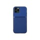 Elegance Back Case Built-in Metal Sheet priekš Apple iPhone 12 / 12 Pro - Tumši Zils - mākslīgās ādas aizmugures apvalks ar iebūvētu metālisku plāksni