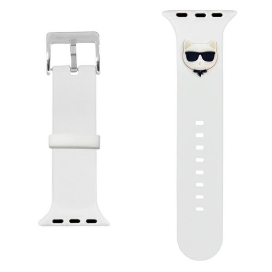 Karl Lagerfeld Silicone Choupette Heads Series Watch Band KLAWMSLCW priekš Apple Watch 38 / 40 / 41 mm - Balts - silikona siksniņa viedpulksteņiem