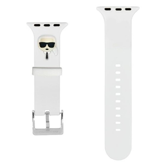 Karl Lagerfeld Silicone Karl Heads Series Watch Band KLAWLSLKW priekš Apple Watch 42 / 44 / 45 mm / Ultra 49 mm - Balts - silikona siksniņa viedpulksteņiem