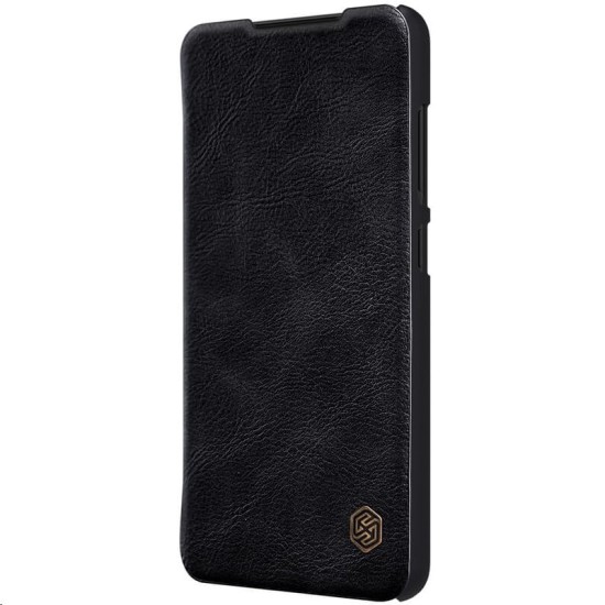 NILLKIN Qin Series Card Holder Leather Flip Case priekš Samsung Galaxy S21 FE 5G G990 - Melns - sāniski atverams maciņš