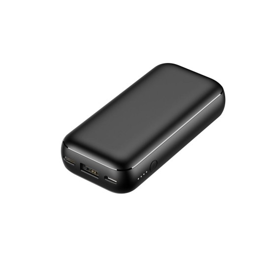 Veger 10000mAh Fast Charging Power Bank USB 5V/3A QC 3.0 / USB Type-C 5V/3A PD 20W ligzda - Melns - Universāla ārējas uzlādes batereja lādētājs-akumulators
