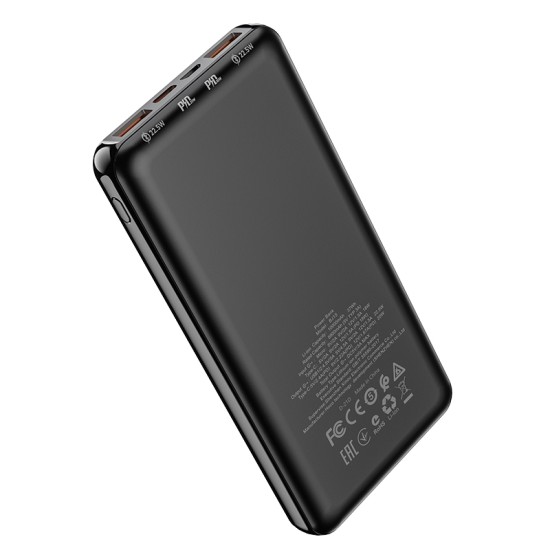 Borofone BJ15 Wiseacre 10000mAh Fast Charge PowerBank 2xUSB 22.5W / USB Type-C 5V/3A PD/QC 3.0 Ligzda - Melns - Universāla ārējas uzlādes batereja lādētājs-akumulators