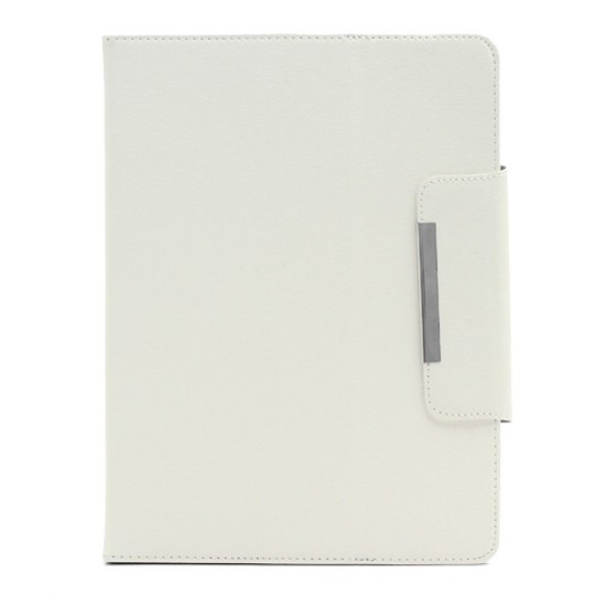 Universal 9.7-inch Leather Magnetic Case Stand for Tablet PC - White - universāls sāniski atverams maks planšetdatoriem ar stendu (ādas grāmatiņa, leather book wallet case cover stand)