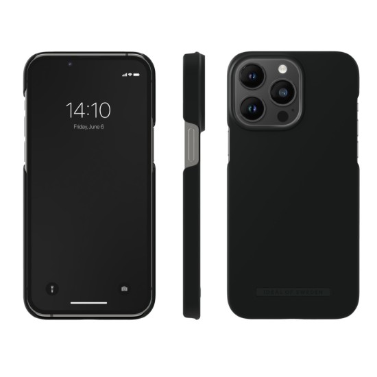 iDeal of Sweden Seamless SS22 Back Case priekš Apple iPhone 14 Pro Max - Coal Black - ciets silikona aizmugures apvalks ar iebūvētu metālisku plāksni / bampers-vāciņš