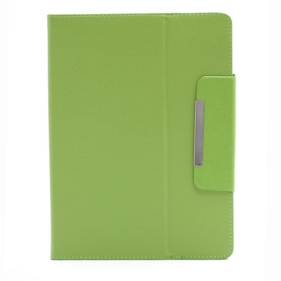 Universal 9.7-inch Leather Magnetic Case Stand for Tablet PC - Green - universāls sāniski atverams maks planšetdatoriem ar stendu (ādas grāmatiņa, leather book wallet case cover stand)