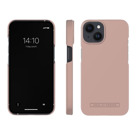 iDeal of Sweden Seamless SS22 Back Case priekš Apple iPhone 14 - Blush Pink - ciets silikona aizmugures apvalks ar iebūvētu metālisku plāksni / bampers-vāciņš