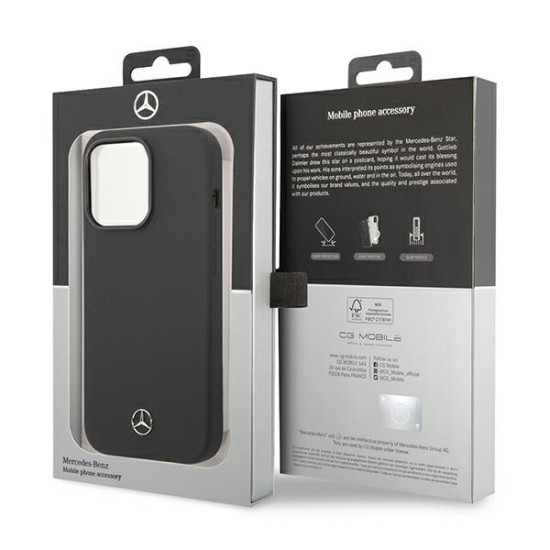 Mercedes Benz Silicone Line MagSafe series Back Case MEHMP14XSILBK priekš Apple iPhone 14 Pro Max - Melns - silikona aizmugures apvalks / bampers-vāciņš