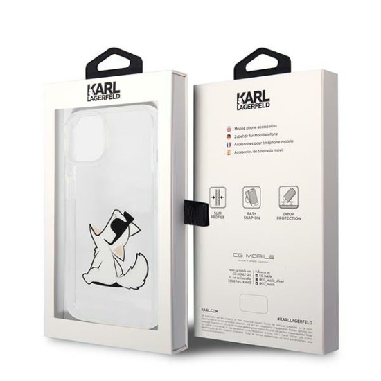 Karl Lagerfeld Choupette Fun series Back Case KLHCP14MCFNRC priekš Apple iPhone 14 Plus - Caurspīdīgs - silikona aizmugures apvalks / bampers-vāciņš