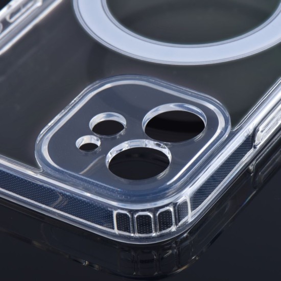 Clear MagSafe Back Case with Camera Protection priekš Apple iPhone 12 - Caurspīdīgs - silikona-plastikāta aizmugures apvalks / bampers-vāciņš