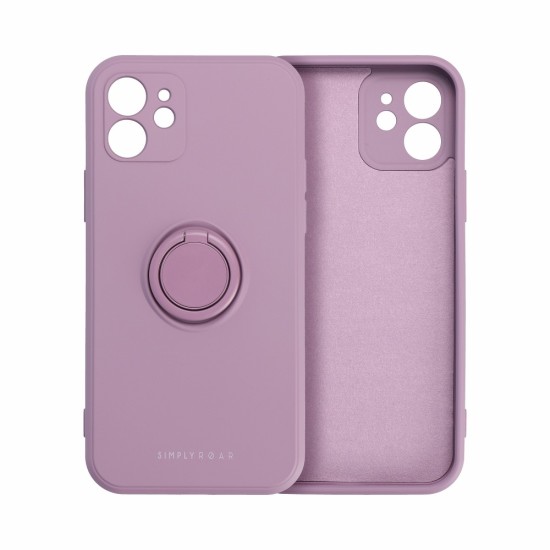 RoarKorea Amber Ring Back Case priekš Apple iPhone 14 - Violets - silikona aizmugures apvalks ar gredzenu / bampers-vāciņš