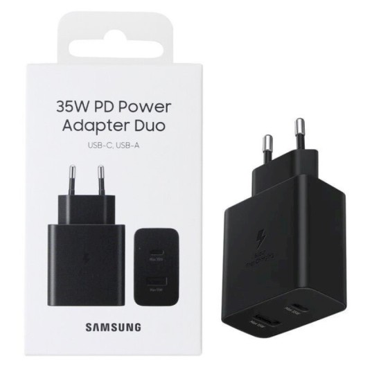 Samsung EP-TA220NBE Duo Type-C 35W / USB 15W Super Fast Charge Tīkla lādētājs - Melns