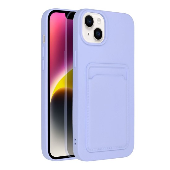 Forcell Card Back Case priekš Apple iPhone 14 Plus - Violets - silikona aizmugures apvalks ar kabatiņu / bampers-vāciņš