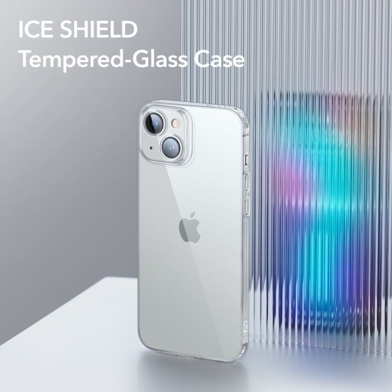 ESR Ice Shield Back Case priekš Apple iPhone 14 Plus - Caurspīdīgs - triecienizturīgs silikona-stikla aizmugures apvalks / bampers-vāciņš