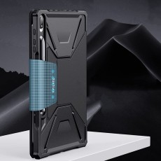 Infiland Keyboard Stand Book Case priekš Samsung Galaxy Tab S7 Plus T970 / T976 / Tab S8 Plus X800 / X806 / Tab S7 FE T733 / T736 - Melns - triecienizturīgs sāniski atverams maciņš ar klaviatūru