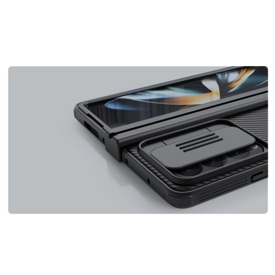 Nillkin CamShield Slide Camera Case priekš Samsung Galaxy Fold4 5G - Melns - plastikāta aizmugures apvalks ar kameras aizsargmehānismu