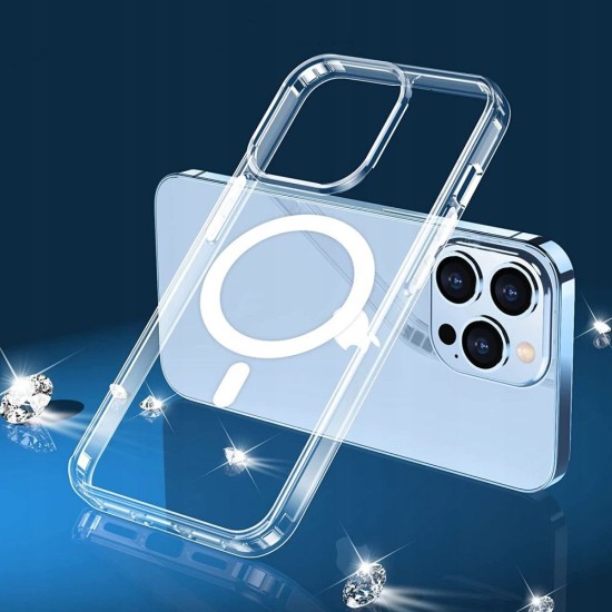 Tech-Protect Magmat Magsafe Back Case priekš Apple iPhone 13 mini - Caurspīdīgs - silikona aizmugures apvalks / bampers-vāciņš
