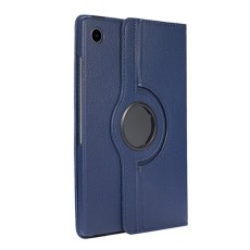 Enkay 360 Rotary Litchi Skin Leather Cover w/ Stand priekš Samsung Galaxy Tab A8 10.5 X200 / X205 - Tumši Zils - sāniski atverams maciņš ar stendu