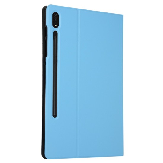 PU Leather Stand Tablet Cover Case priekš Samsung Galaxy Tab S8 Ultra X900 / X906 - Gaiši Zils - sāniski atverams maciņš ar stendu