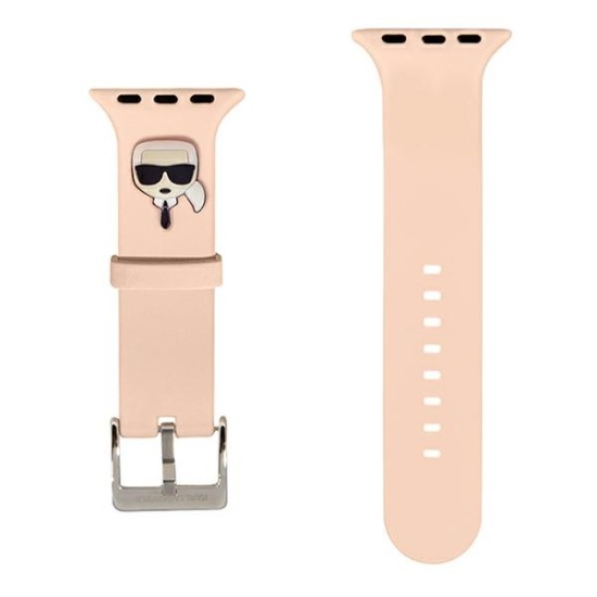 Karl Lagerfeld Silicone Karl Heads Series Watch Band KLAWMSLKP priekš Apple Watch 38 / 40 / 41 mm - Rozā - silikona siksniņa viedpulksteņiem