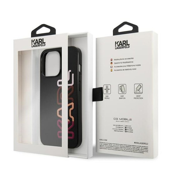 Karl Lagerfeld Multipink Brand series Back Case KLHCP13XPCOBK priekš Apple iPhone 13 Pro Max - Melns - mākslīgās ādas aizmugures apvalks / bampers-vāciņš