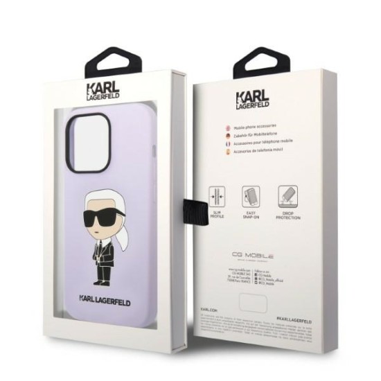 Karl Lagerfeld Silicone Ikonik series Back Case KLHCP14LSNIKBCU priekš Apple iPhone 14 Pro - Violets - silikona aizmugures apvalks / bampers-vāciņš