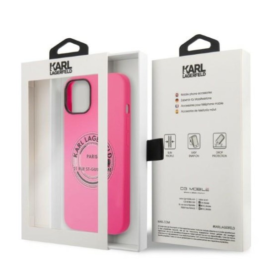 Karl Lagerfeld Silicone RSG series Back Case KLHCP14MSRSGRCF priekš Apple iPhone 14 Plus - Rozā - silikona aizmugures apvalks / bampers-vāciņš