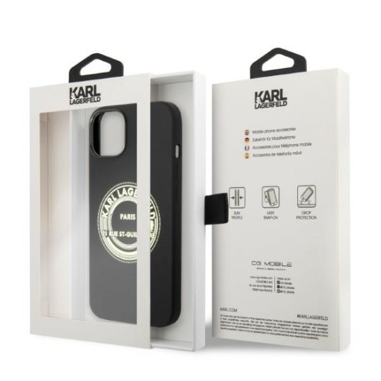 Karl Lagerfeld Silicone RSG series Back Case KLHCP14MSRSGRCK priekš Apple iPhone 14 Plus - Melns - silikona aizmugures apvalks / bampers-vāciņš