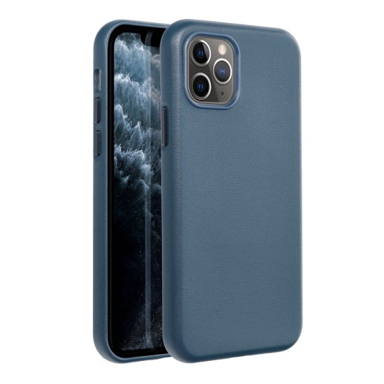 Leather MagSafe Back Case priekš Apple iPhone 11 Pro - Zils - mākslīgās ādas aizmugures apvalks / bampers-vāciņš