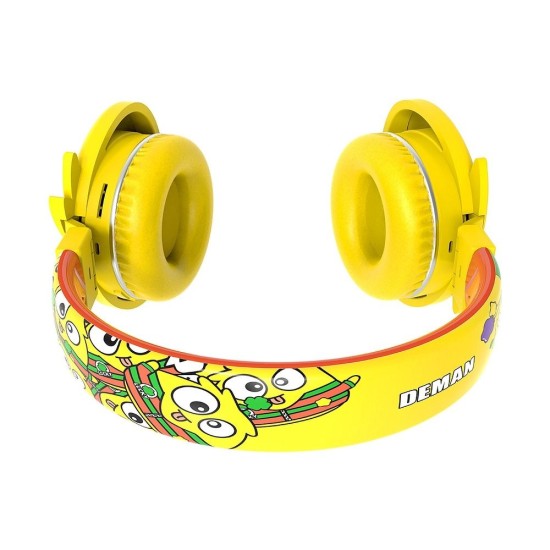 Jellie Monster Deman YLFS-09BT Bluetooth 5.0 Wireless Headphones with Microphone for Kids Universālas Bezvadu Austiņas Bērniem - Dzeltenas
