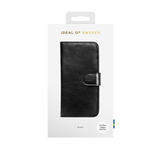 iDeal of Sweden Magnet Wallet Case priekš Samsung Galaxy S23 Plus 5G S916 - Black - mākslīgās ādas sāniski atverams maciņš ar bamperu uz magnēta