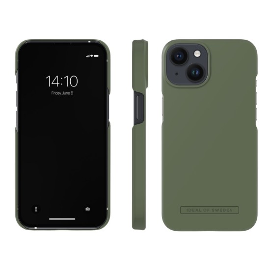 iDeal of Sweden Seamless AG22 Back Case priekš Apple iPhone 14 - Khaki - ciets silikona aizmugures apvalks ar iebūvētu metālisku plāksni / bampers-vāciņš