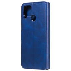 Classic Solid Color Wallet Leather Book Case priekš Realme C15 - Zils - sāniski atverams maciņš ar magnētu un stendu