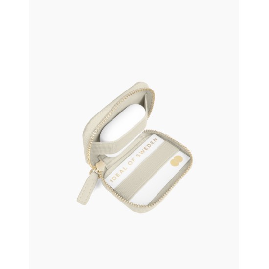 iDeal of Sweden Athena Necklace AS22 Back Case priekš Apple iPhone 11 - Ecru - mākslīgās ādas aizmugures apvalks ar siksniņu un Airpods somiņu / bampers-vāciņš