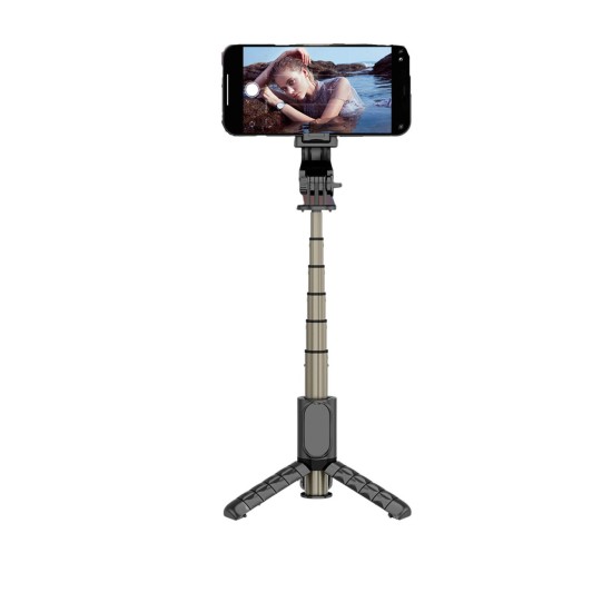 Devia ES072 Bluetooth remote control Selfie Stick with Tripod and Fall-in Light - Melns - Selfie monopod Teleskopisks Universāla stiprinājuma statīvs