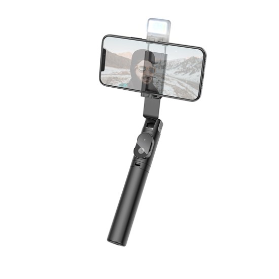 Borofone BY8 Bluetooth remote control Selfie Stick with Tripod and Flash Light - Melns - Selfie monopod Teleskopisks Universāla stiprinājuma statīvs