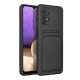 Forcell Card Back Case priekš Samsung Galaxy A54 5G A546 - Melns - silikona aizmugures apvalks ar kabatiņu / bampers-vāciņš