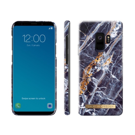 iDeal of Sweden Fashion CS17 Back Case priekš Samsung Galaxy S9 G960 - Midnight Blue Marble - plastikāta aizmugures apvalks ar iebūvētu metālisku plāksni / bampers-vāciņš