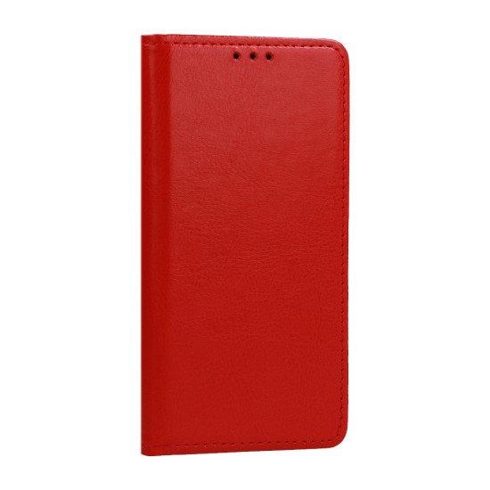 Special Leather Book Case priekš Samsung Galaxy A14 4G A145 / A14 5G A146 - Sarkans - dabīgās ādas maciņš sāniski atverams ar stendu