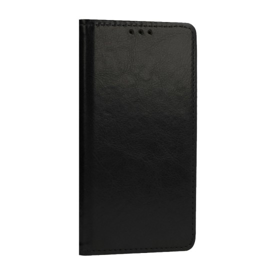 Special Leather Book Case priekš Xiaomi Redmi 10C - Melns - dabīgās ādas maciņš sāniski atverams ar stendu