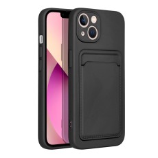 Forcell Card Back Case priekš Xiaomi Redmi 12C - Melns - silikona aizmugures apvalks ar kabatiņu / bampers-vāciņš