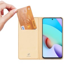Dux Ducis Skin Pro series priekš Xiaomi Redmi Note 10 / Note 10S / Poco M5s - Zelts - sāniski atverams maciņš ar magnētu un stendu