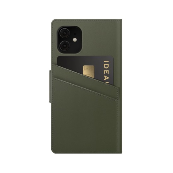 iDeal of Sweden Atelier AW21 Wallet Case priekš Apple iPhone 11 - Intense Khaki - mākslīgās ādas sāniski atverams maciņš ar bamperu uz magnēta