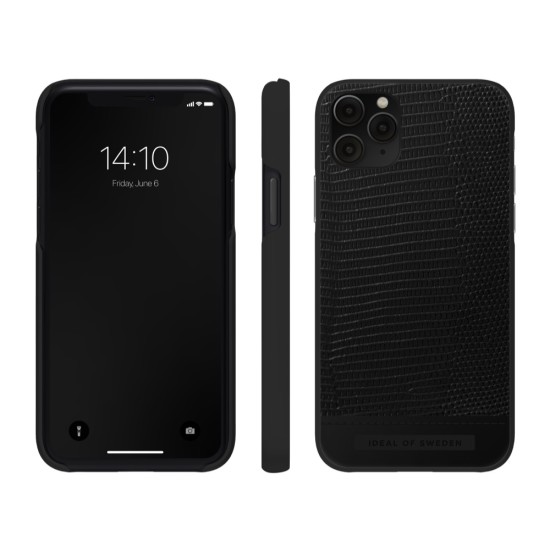 iDeal of Sweden Atelier AW20 Back Case priekš Apple iPhone 11 Pro - Eagle Black - mākslīgās ādas aizmugures apvalks ar iebūvētu metālisku plāksni / bampers-vāciņš