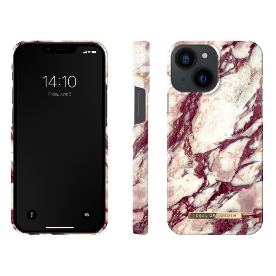 iDeal of Sweden Fashion MR21 Back Case priekš Apple iPhone 13 mini - Calacatta Ruby Marble - plastikāta aizmugures apvalks ar iebūvētu metālisku plāksni / bampers-vāciņš