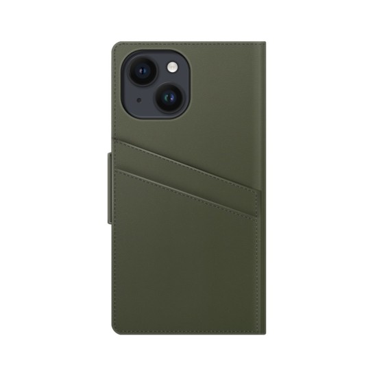 iDeal of Sweden Atelier AW21 Wallet Case priekš Apple iPhone 14 - Intense Khaki - mākslīgās ādas sāniski atverams maciņš ar bamperu uz magnēta